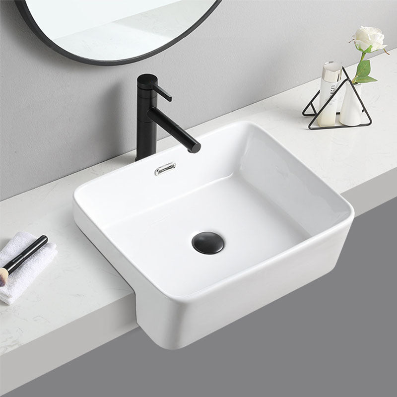 Modern Bathroom Sink Rectangular Vessel Lavatory Sink in White(Not Included Faucet)