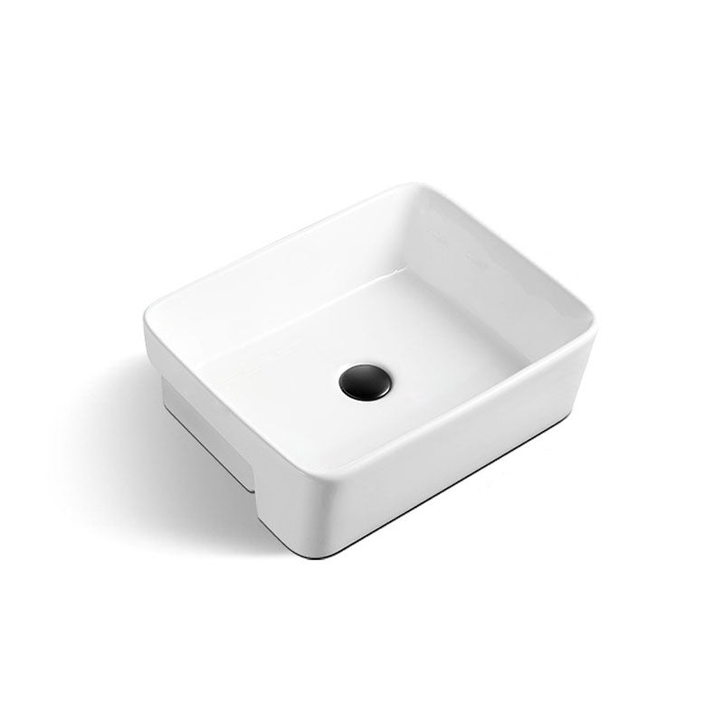 Modern Bathroom Sink Rectangular Vessel Lavatory Sink in White(Not Included Faucet)