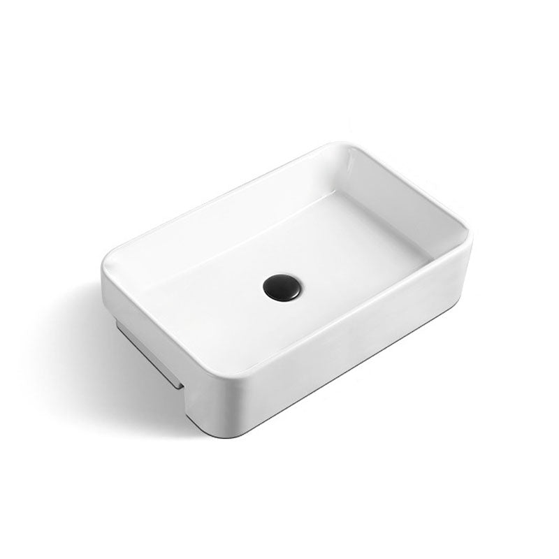 Modern Bathroom Sink Rectangular Vessel Lavatory Sink in White(Not Included Faucet)