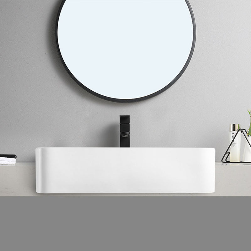 Modern Bathroom Sink Rectangular Vessel Lavatory Sink in White(Not Included Faucet)