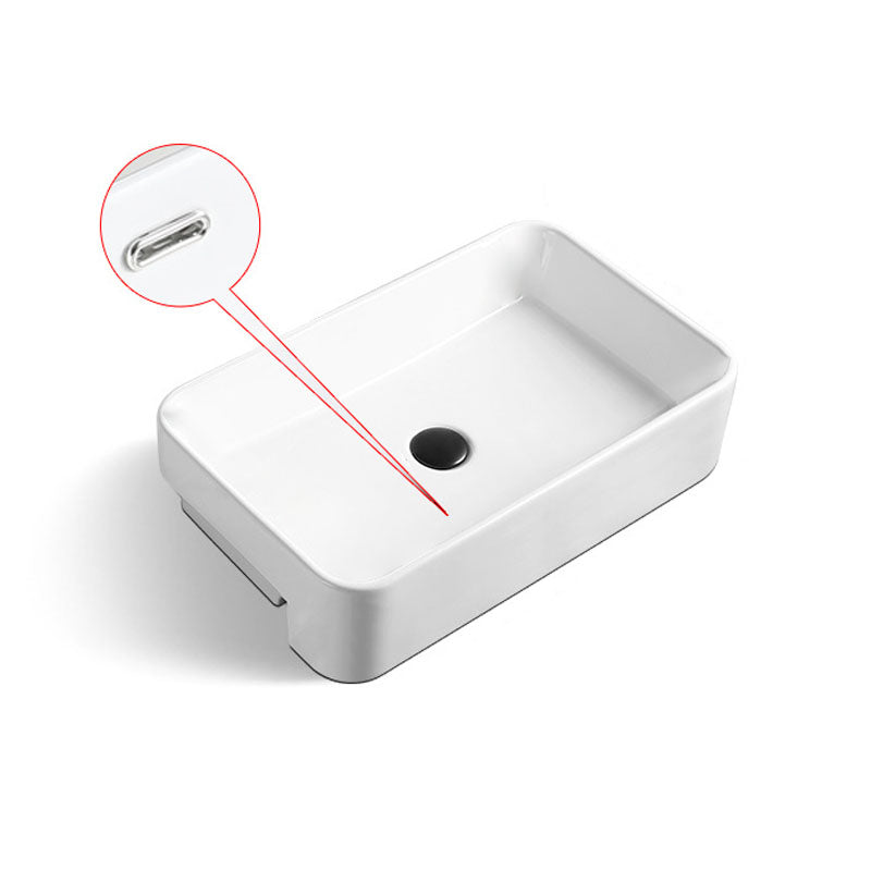 Modern Bathroom Sink Rectangular Vessel Lavatory Sink in White(Not Included Faucet)