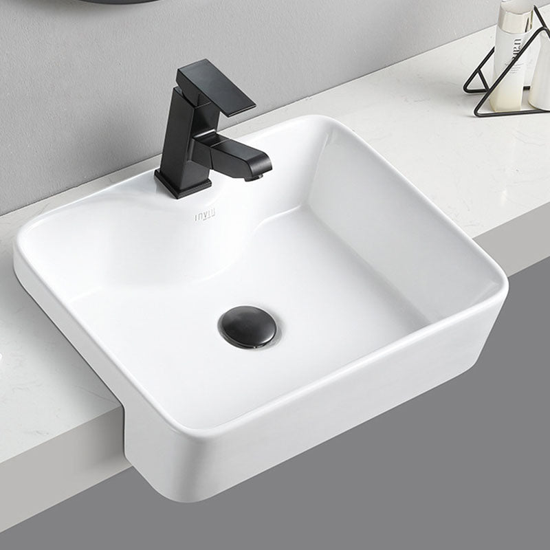 Modern Bathroom Sink Rectangular Vessel Lavatory Sink in White(Not Included Faucet)