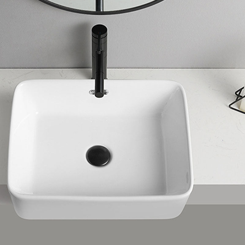 Modern Bathroom Sink Rectangular Vessel Lavatory Sink in White(Not Included Faucet)