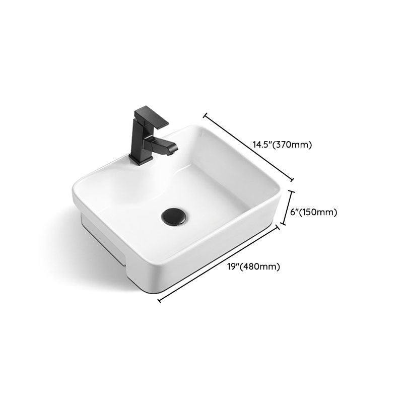 Modern Bathroom Sink Rectangular Vessel Lavatory Sink in White(Not Included Faucet)