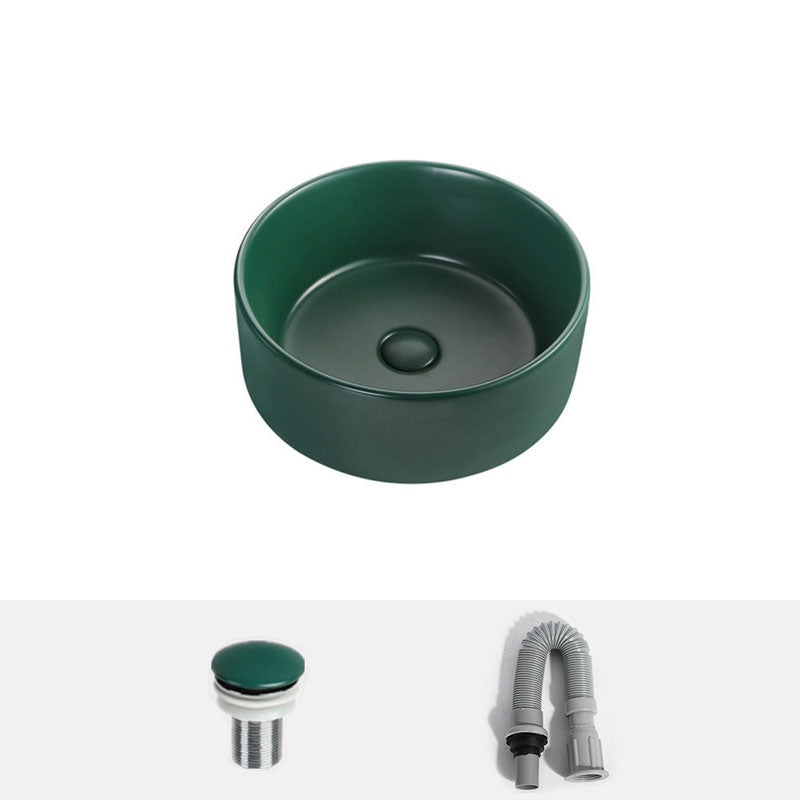 Modern Bathroom Sink Rectangular Vessel Lavatory Sink in Green