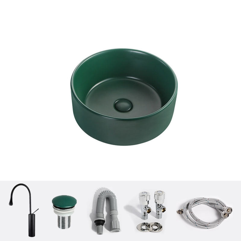 Modern Bathroom Sink Rectangular Vessel Lavatory Sink in Green