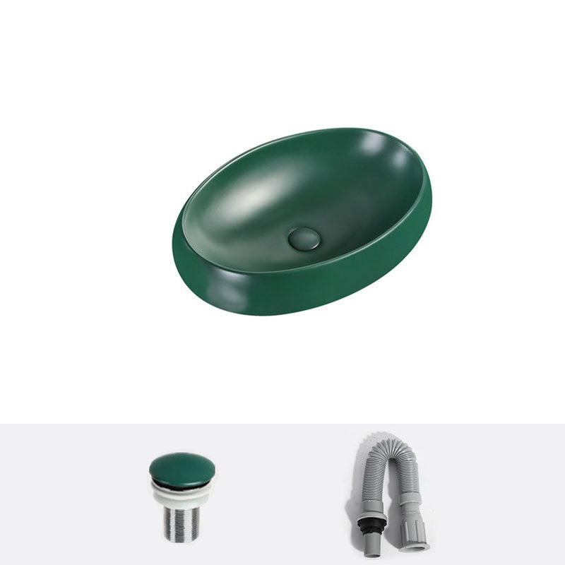 Modern Bathroom Sink Rectangular Vessel Lavatory Sink in Green