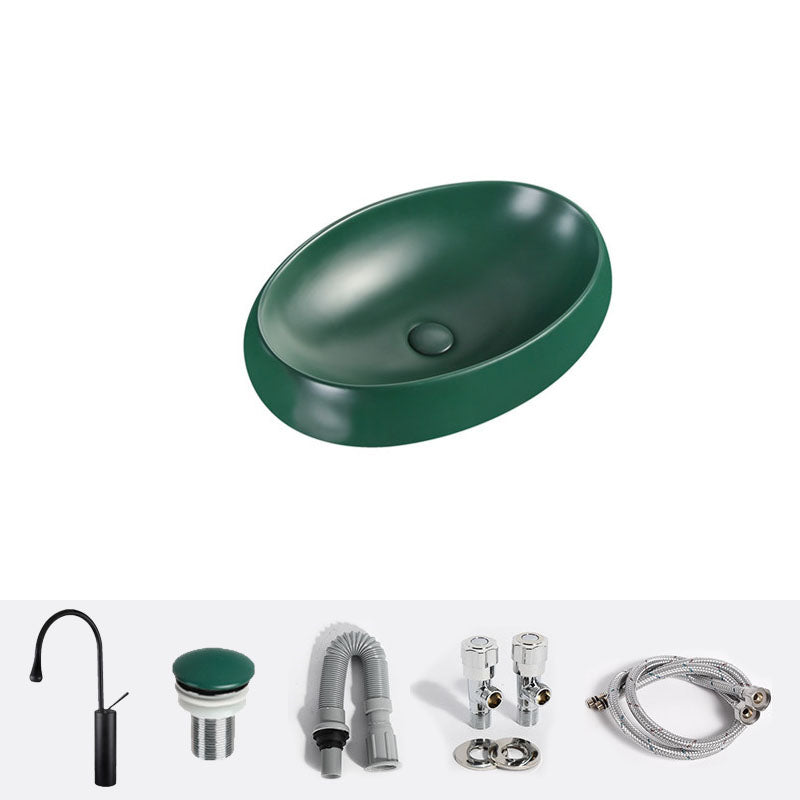 Modern Bathroom Sink Rectangular Vessel Lavatory Sink in Green