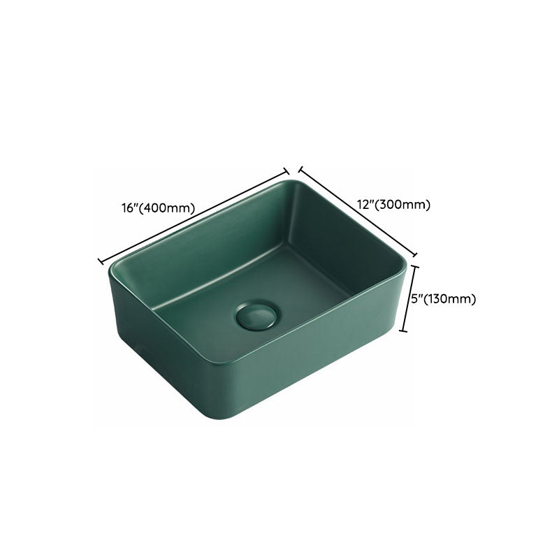 Modern Bathroom Sink Rectangular Vessel Lavatory Sink in Green