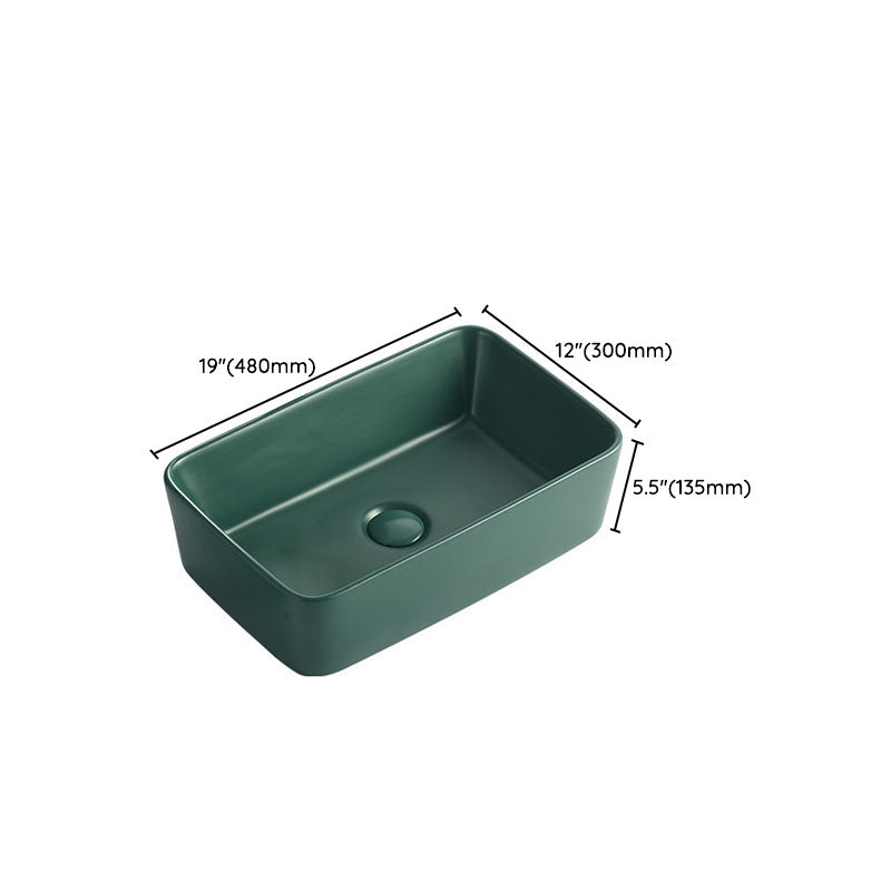 Modern Bathroom Sink Rectangular Vessel Lavatory Sink in Green