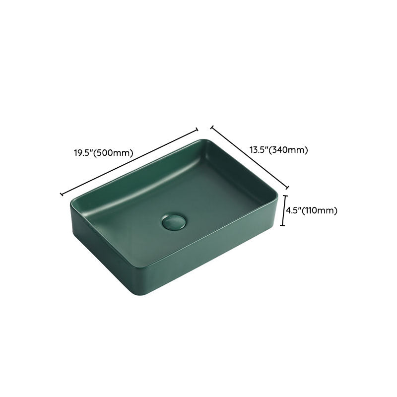 Modern Bathroom Sink Rectangular Vessel Lavatory Sink in Green