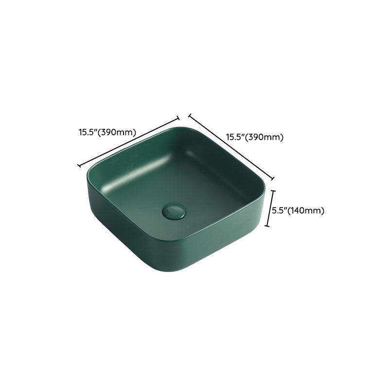 Modern Bathroom Sink Rectangular Vessel Lavatory Sink in Green