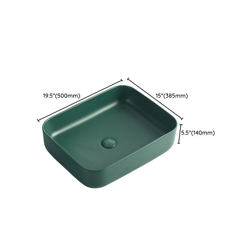 Modern Bathroom Sink Rectangular Vessel Lavatory Sink in Green