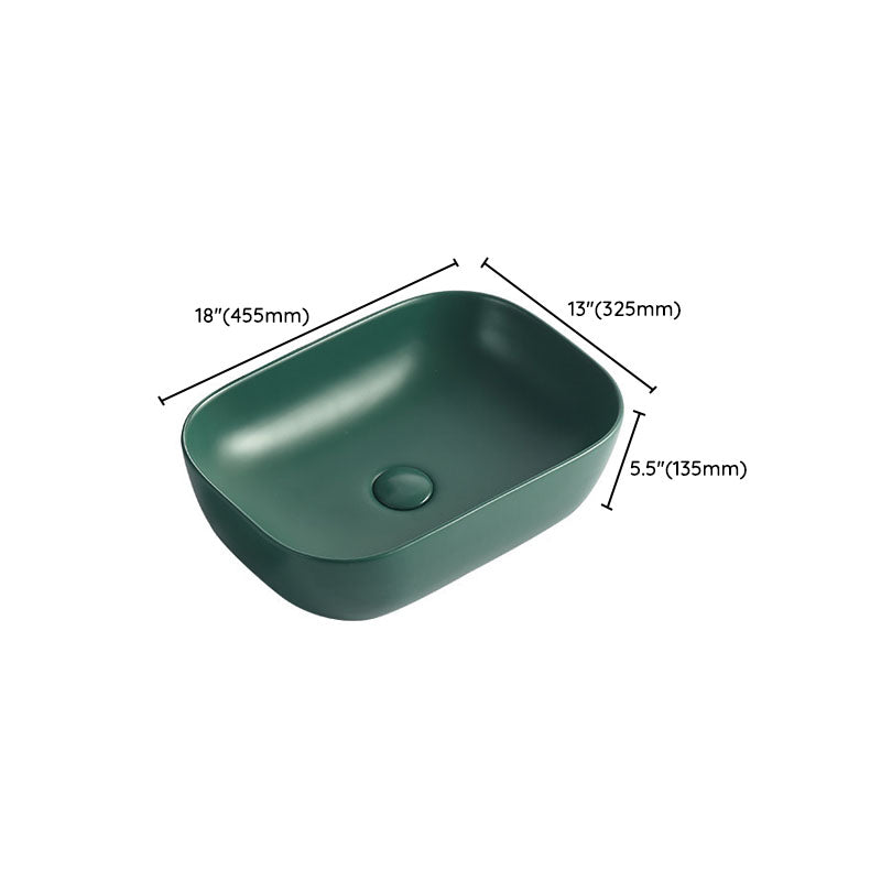 Modern Bathroom Sink Rectangular Vessel Lavatory Sink in Green
