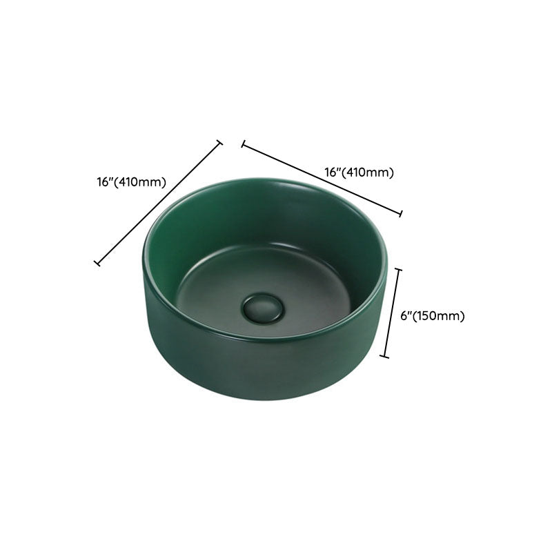 Modern Bathroom Sink Rectangular Vessel Lavatory Sink in Green