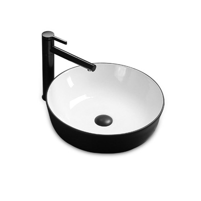 Modern Bathroom Sink Rectangular Porcelain Trough Sink with Pop-Up Drain