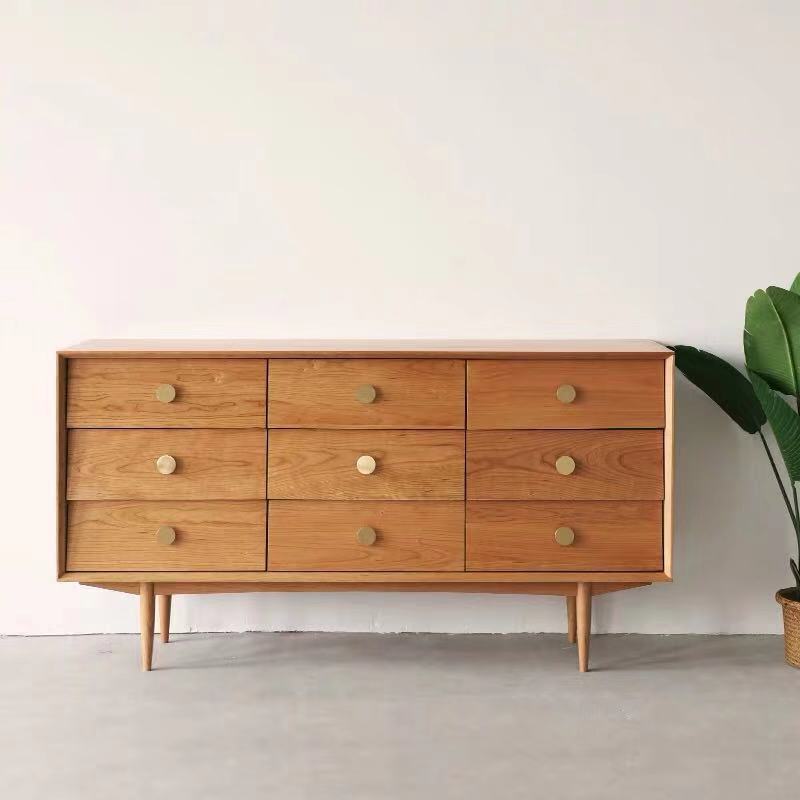 Ultra-Modern Double Dresser Horizontal Solid Wood Storage Chest Dresser for Bedroom