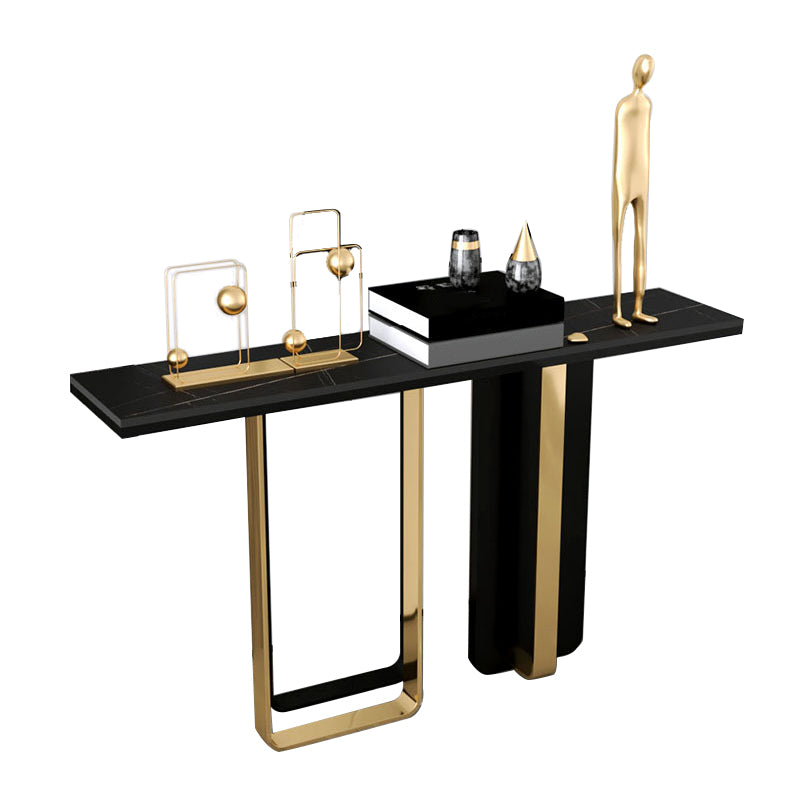 Stone Rectangular Console Table Glam 31.5" Tall Accent Table