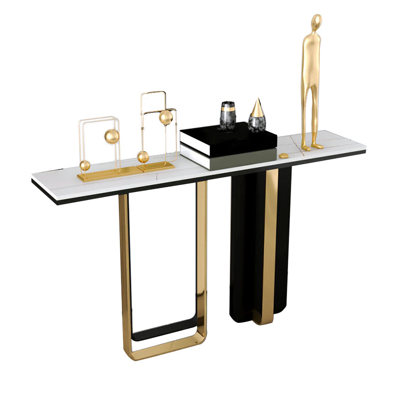 Stone Rectangular Console Table Glam 31.5" Tall Accent Table