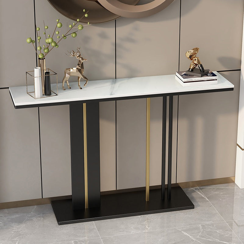 Rectangle Contemporary Console Table Antique Finish Console Sofa Table in Marble