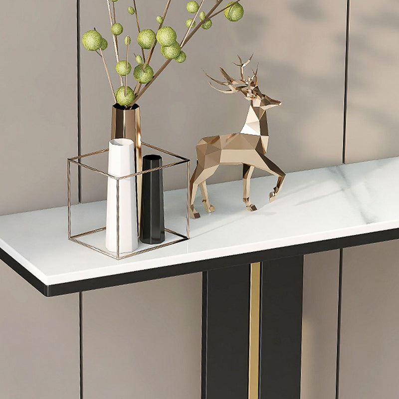 Rectangle Contemporary Console Table Antique Finish Console Sofa Table in Marble