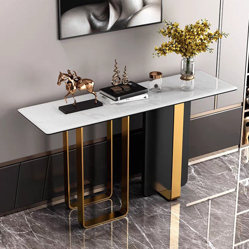 Rectangle Contemporary Console Accent Table Antique Finish Console Sofa Table in Marble