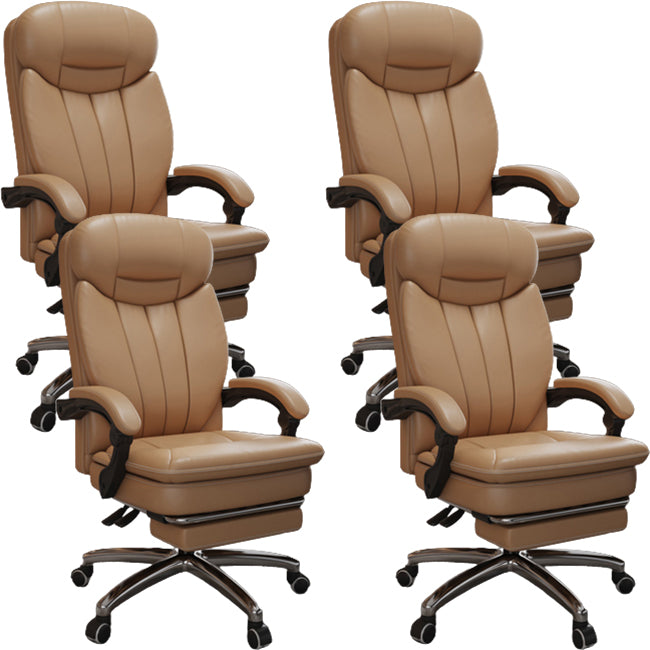 Modern Leather Swivel Chair Adjustable Seat Height Office Chair with Wheels