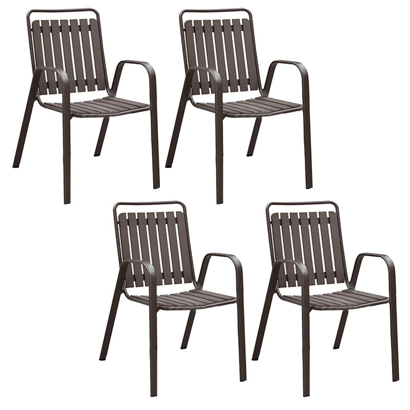 Tropical Rattan Patio Dining Armchair with Arm Outdoors Dining Chairs