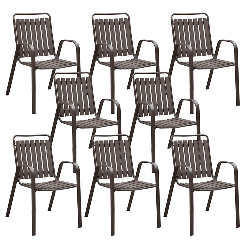 Tropical Rattan Patio Dining Armchair with Arm Outdoors Dining Chairs