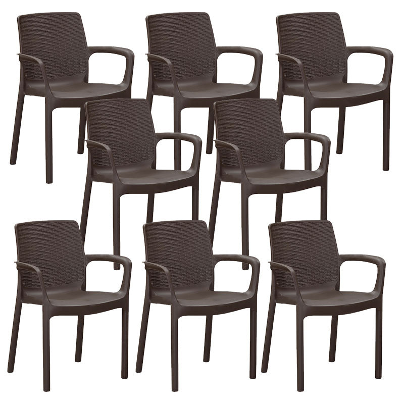 Tropical Rattan Patio Dining Armchair with Arm Outdoors Dining Chairs