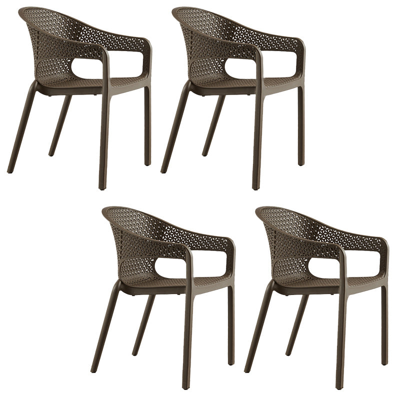 Tropical Rattan Patio Dining Armchair with Arm Outdoors Dining Chairs