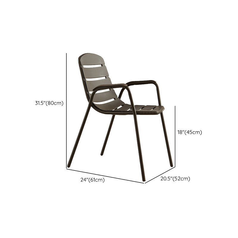 Tropical Rattan Patio Dining Armchair with Arm Outdoors Dining Chairs