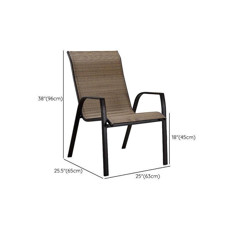 Tropical Rattan Patio Dining Armchair with Arm Outdoors Dining Chairs