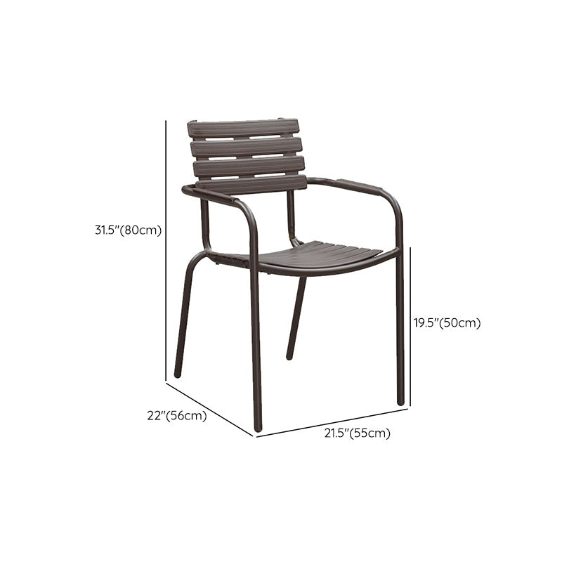 Tropical Rattan Patio Dining Armchair with Arm Outdoors Dining Chairs