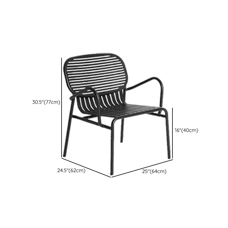 Industrial Metal Outdoor Bistro Chairs Open Back Dining Chairs in Black