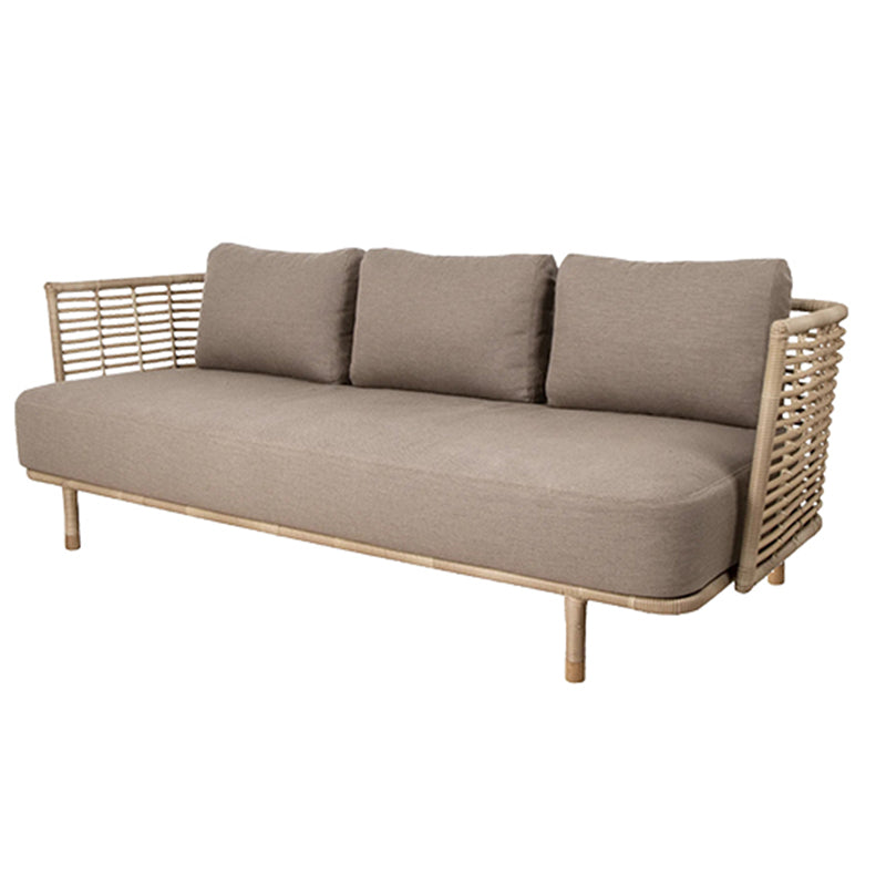 Rattan Symmetrical Patio Sofa Rust Resistant Outdoor Patio Sofa with Cushion