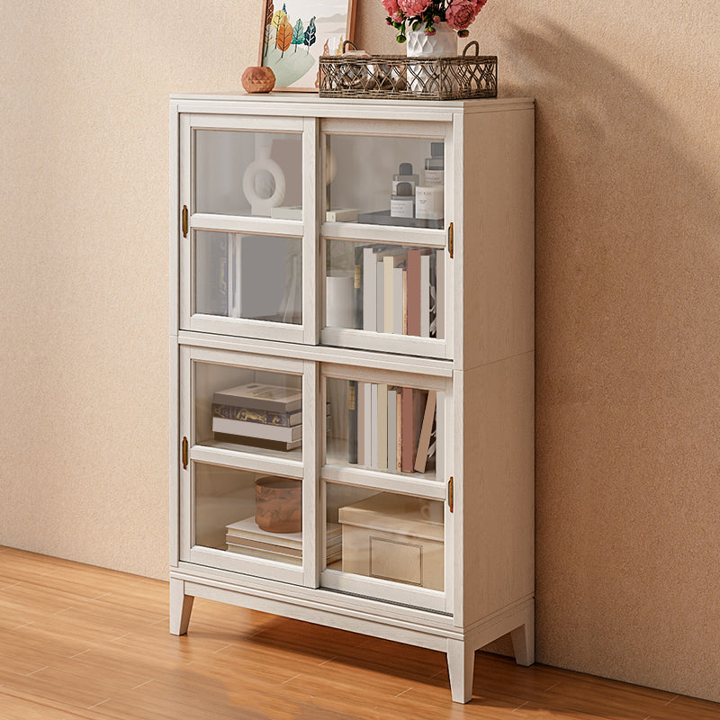 Modern Style Closed Back Bookshelf Wooden Vertical Bookcase in White