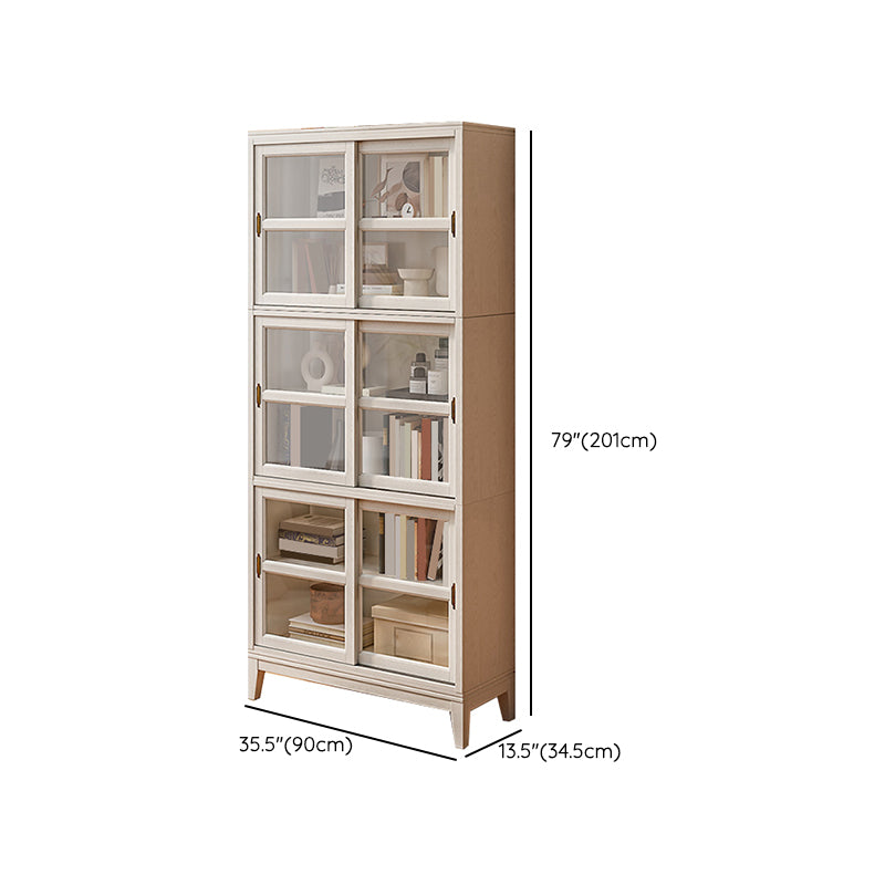 Modern Style Closed Back Bookshelf Wooden Vertical Bookcase in White