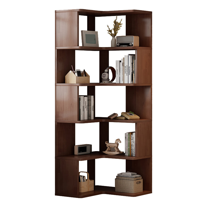 Contemporary Style Open Back Bookshelf Engineered Wood Bookcase with Shelves