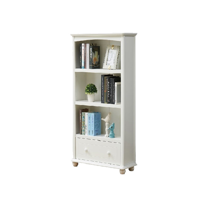 Contemporary Wood Bookshelf Standard Closed Back White Bookcase