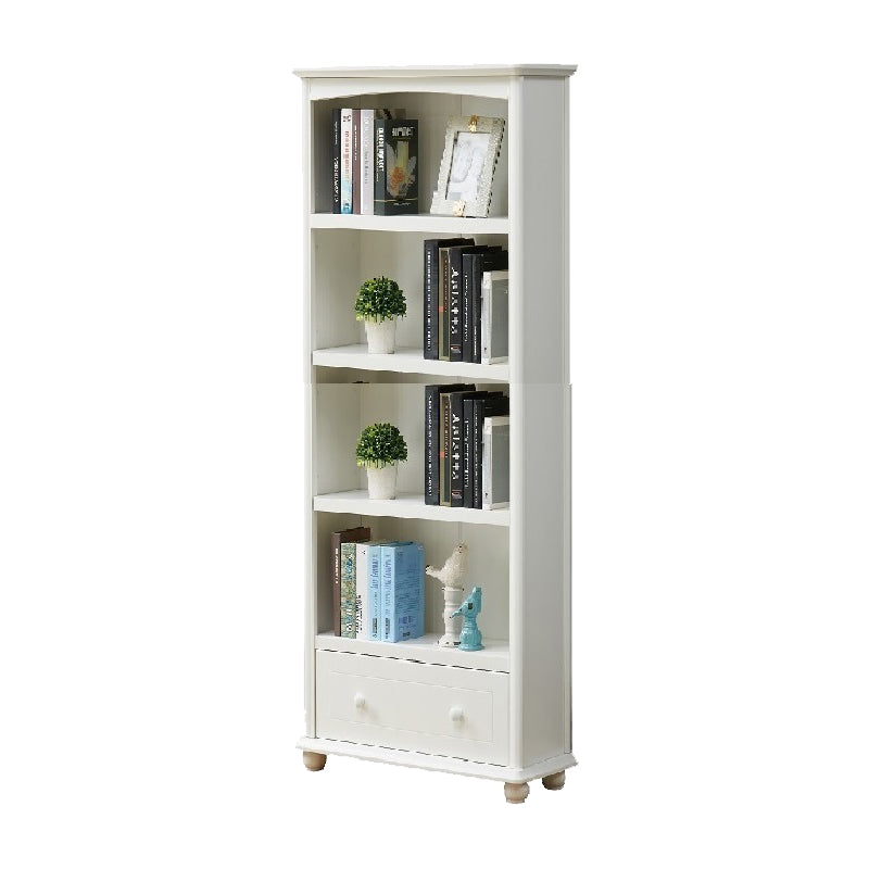 Contemporary Wood Bookshelf Standard Closed Back White Bookcase