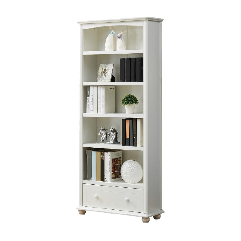 Contemporary Wood Bookshelf Standard Closed Back White Bookcase
