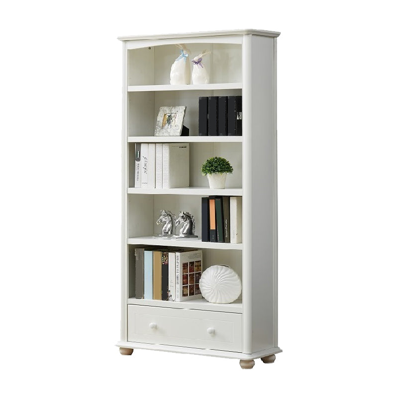 Contemporary Wood Bookshelf Standard Closed Back White Bookcase