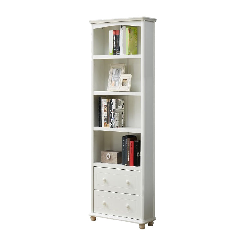 Contemporary Wood Bookshelf Standard Closed Back White Bookcase