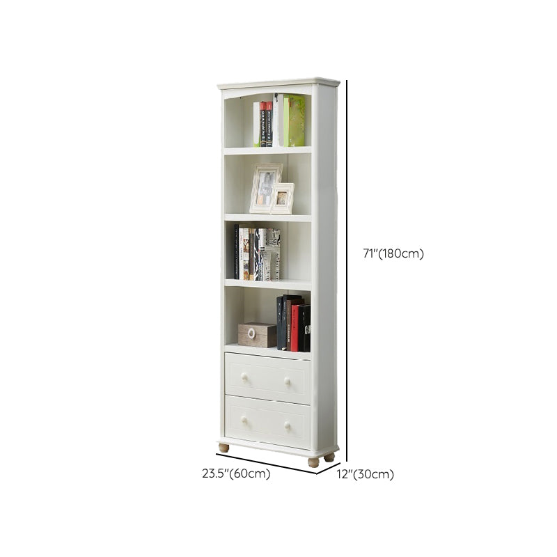 Contemporary Wood Bookshelf Standard Closed Back White Bookcase