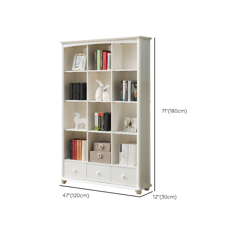 Contemporary Wood Bookshelf Standard Closed Back White Bookcase