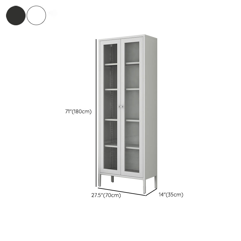 Scandinavian Standard Bookshelf Metal Closed Back Bookcase with Doors