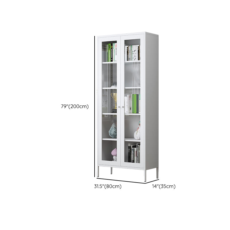 Scandinavian Standard Bookshelf Metal Closed Back Bookcase with Doors