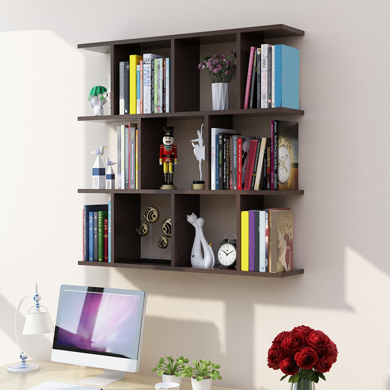 Wall Mounted Bookcase Engineered Wood Bookshelf Open Bookcase