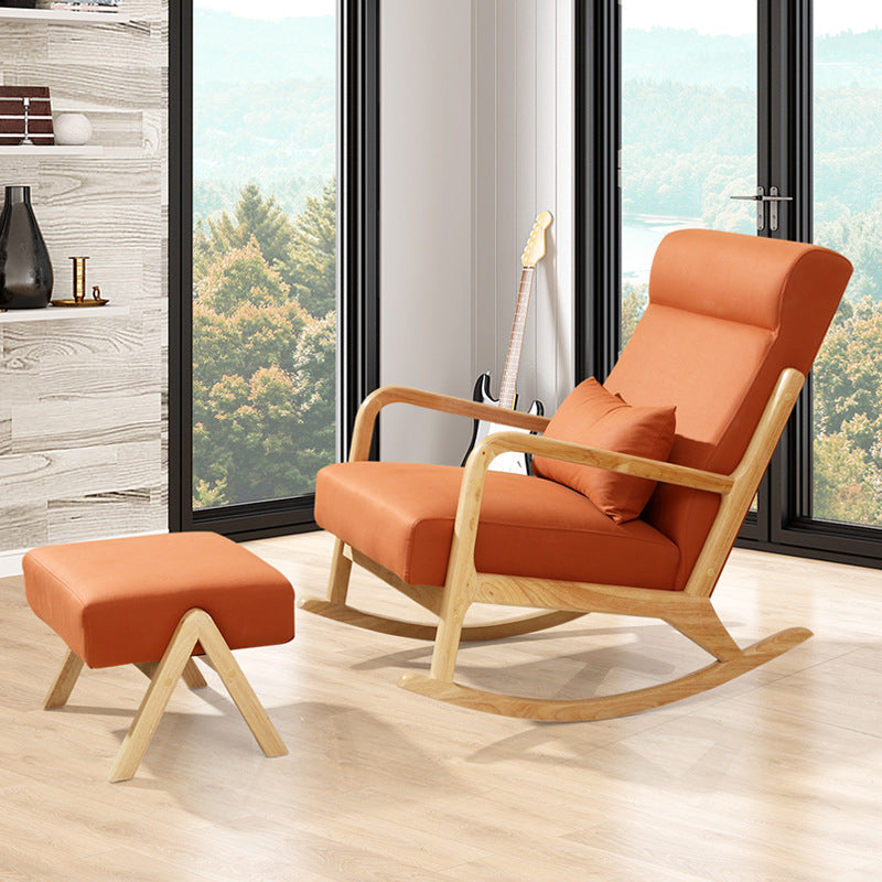 Modern Wooden Base Home Rocking Chair Lounge Leisure Lazy Chair for Balcony